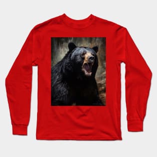 Oil paint, Hyperrealism, Amazing Zoo Black bear Long Sleeve T-Shirt